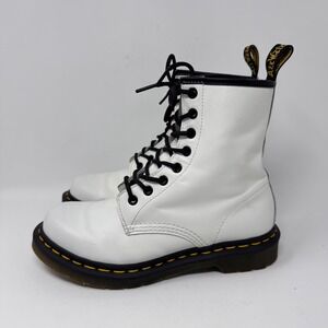 Dr. Martens 1460 White Leather Combat Boots 8-Eye Size US 7 EU 38